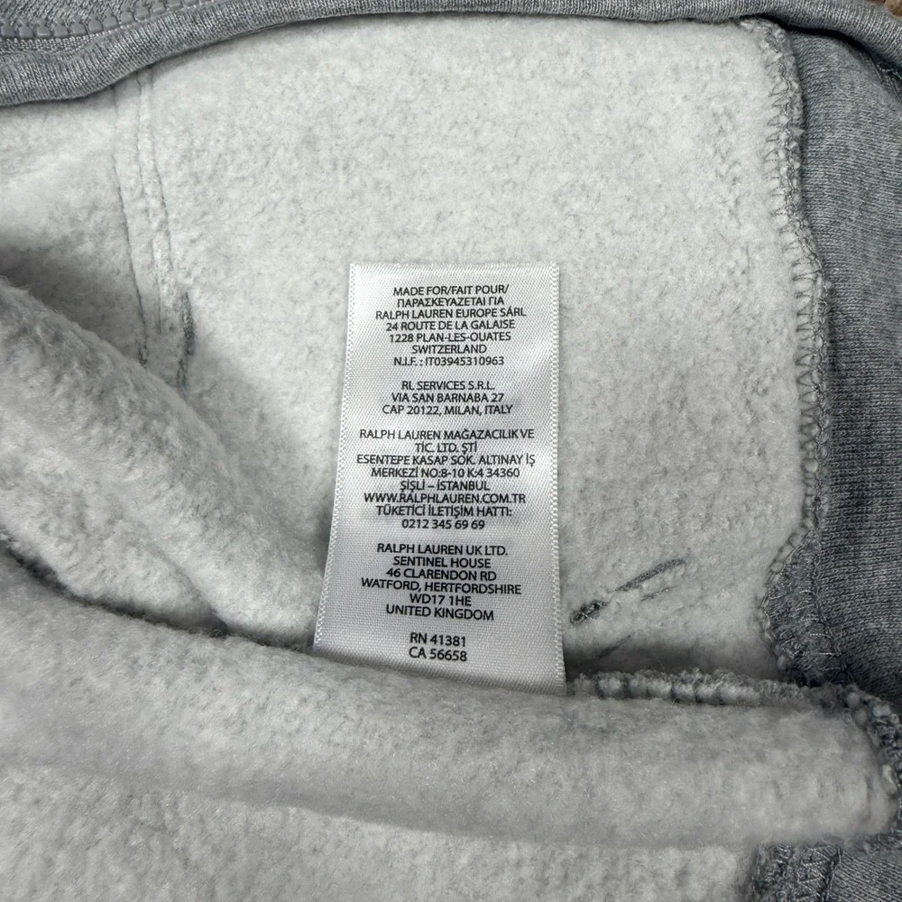 Ralph Lauren Baby Boys Heather Gray Full‎ Zip Fleece Hoodie 9M Pony Logo